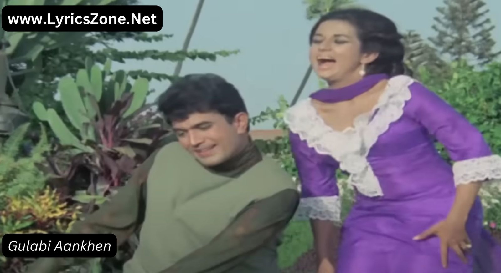 A still from super hit Hindi song "Gulabi Aankhen" in which Rajesh Khanna can be seen dancing with Nanda.